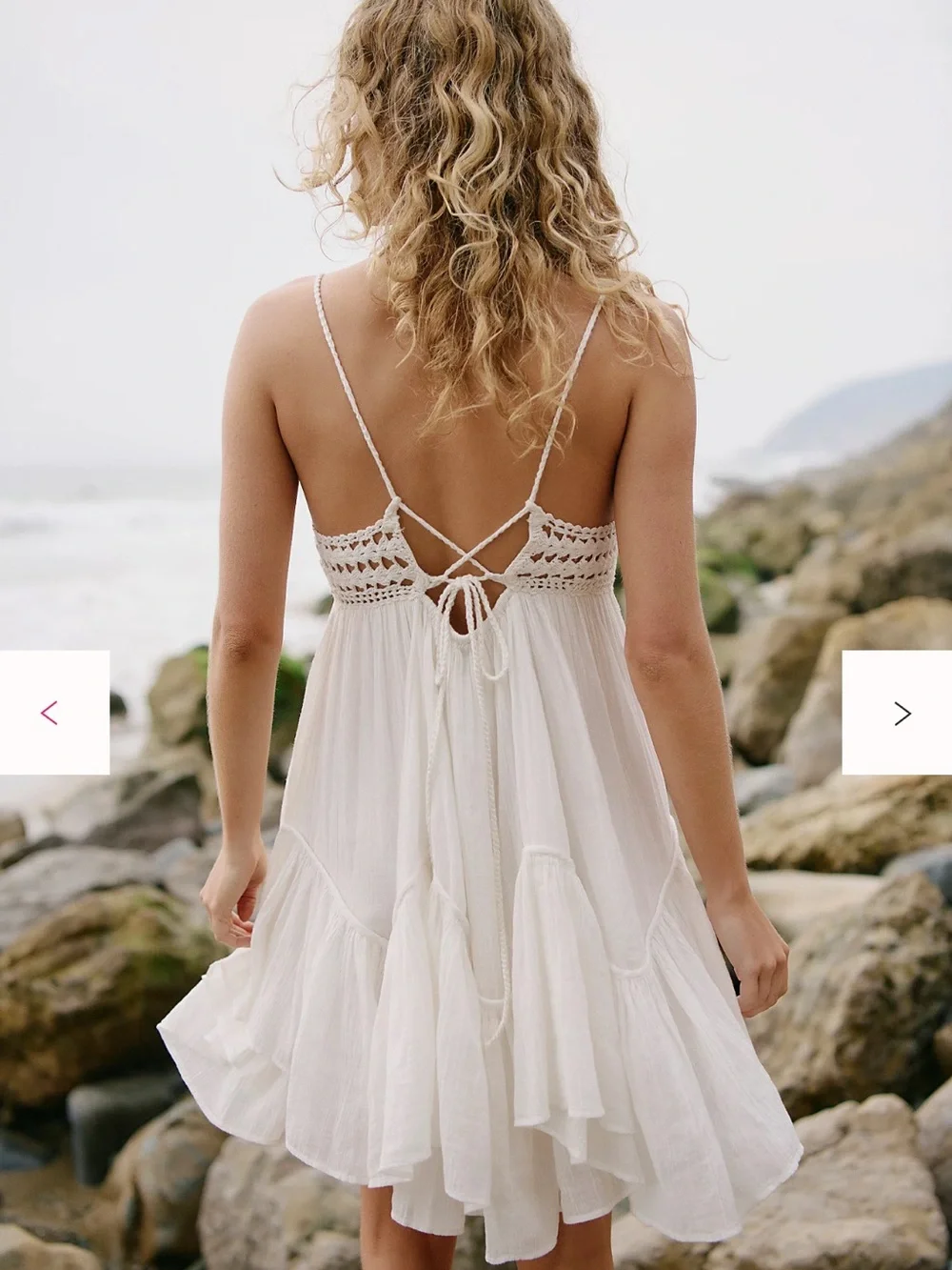 Free People Bohemian Crochet Bust White/Ivory Sundress